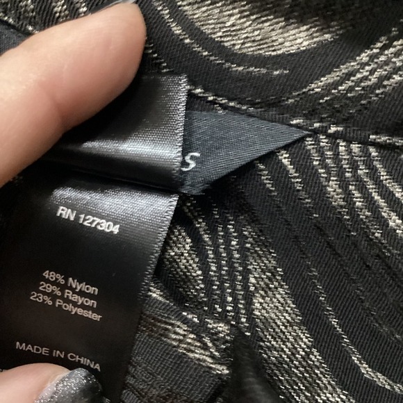 Ali Miles Women's Jacket M Black Metallic Wave Print Button Front Bell Sleeve - Picture 4 of 8